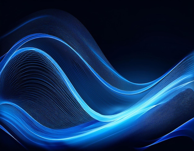 Photo wave background with elegant blue neon wave effect premium design for wallpaper