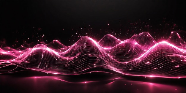 wave black pink wire frame line light effect with flare