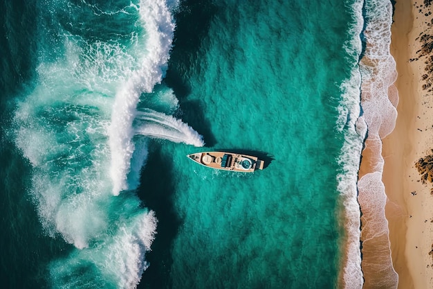 Wave and boat on the beach as background Beautiful nature