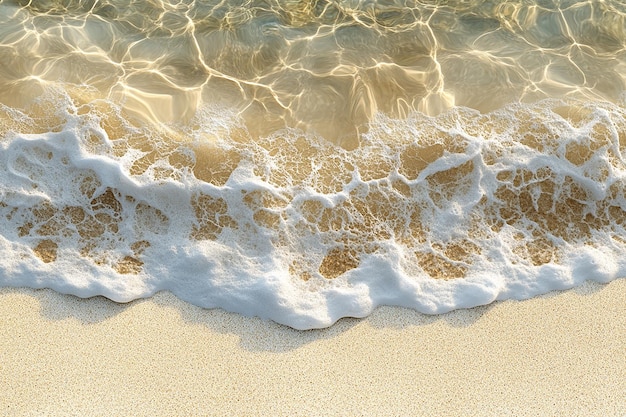 a wave is crashing on the beach and the water is foamy