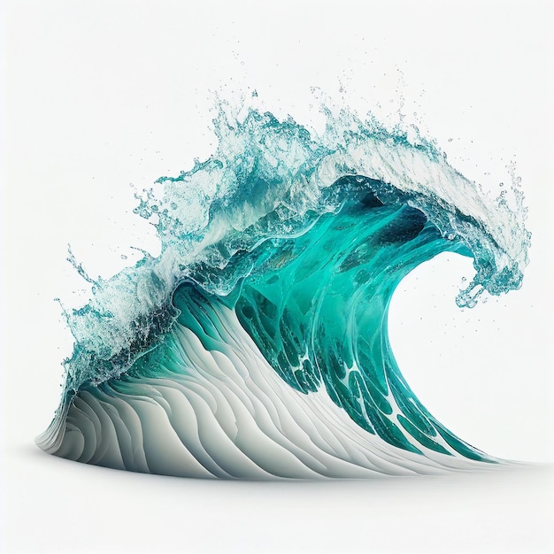 A wave is painted with a blue and white wave.