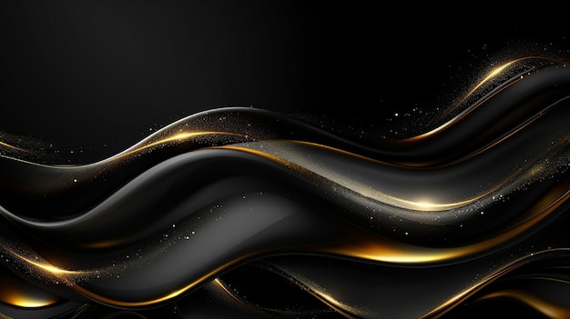 wave lines on dark background with lighting effect and glitter with copy space for text