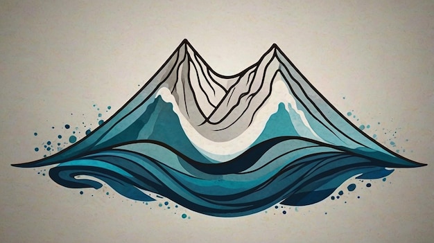 Photo wave and mountain peak logo