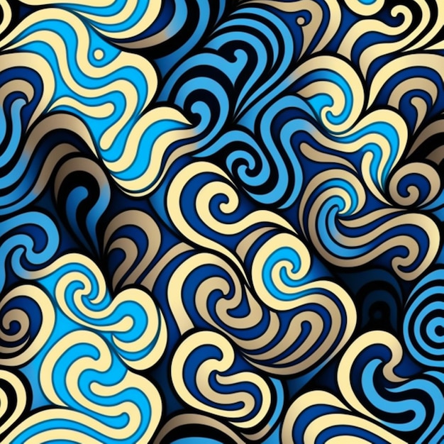 wave pattern, blue and white