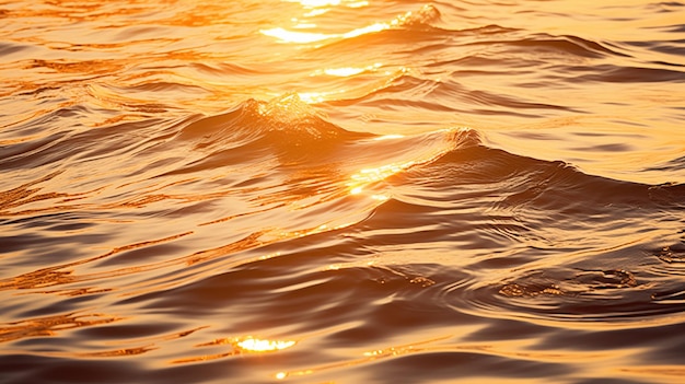 Photo wave patterns rippling water under golden sunset hues ai generated