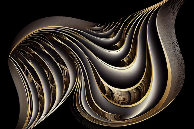 Wave shape background motif for print and design in black goldgenerative ai