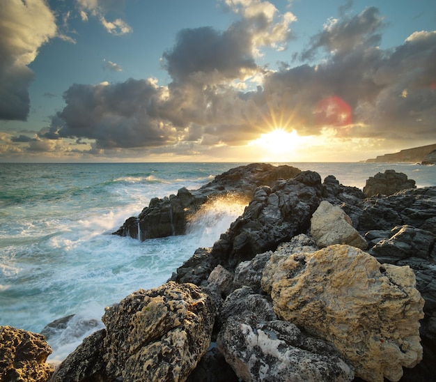 Wave splashing on the sea