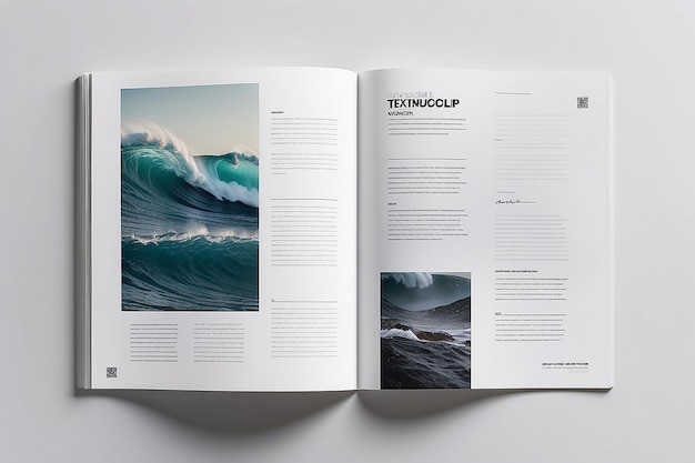 Wave texture magazine page mockup