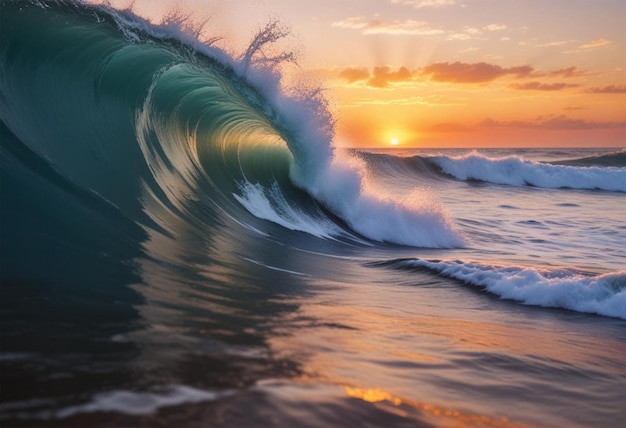 Photo a wave that is about to crash into the shore