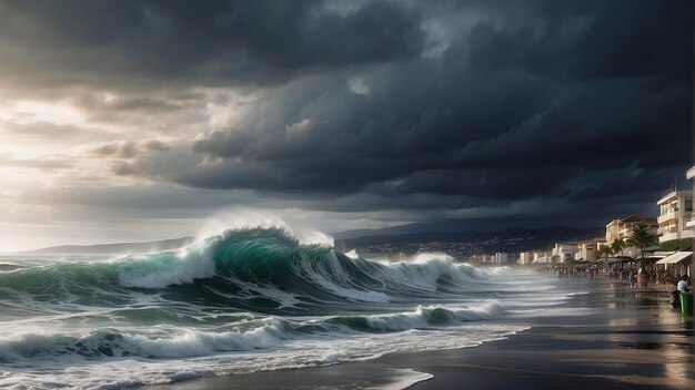 a wave that is about to crash into the shore