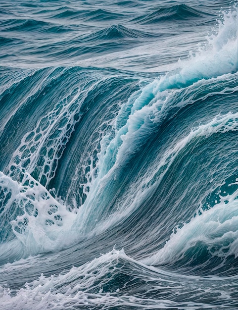 a wave that is white and blue