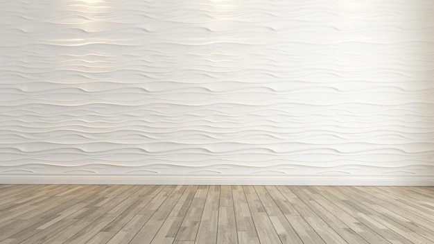 wave wall decoration with wooden floor background and template