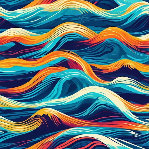 a wave with colored waves in the background