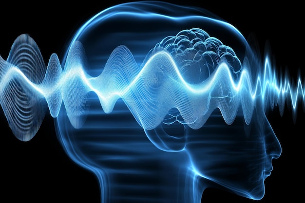 Photo waveform bioelectric signal and human machine fusion neural frequencies emitting from a blue brain