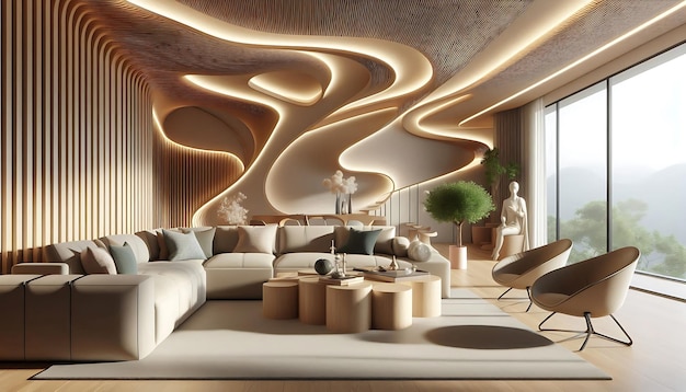 WaveInspired Modern Living Room Furniture with Flowing Lines for a Harmonious Look