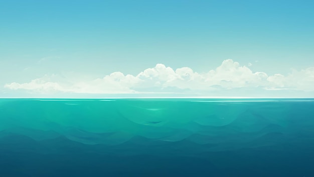 Waves in the blue ocean realistic painting landscape background