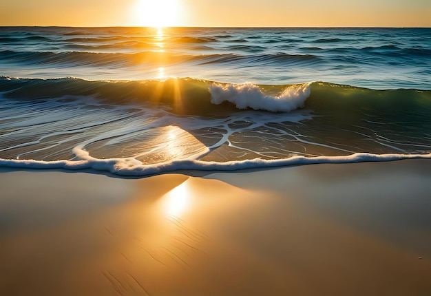 Photo waves breaking on a shoreline sunny day