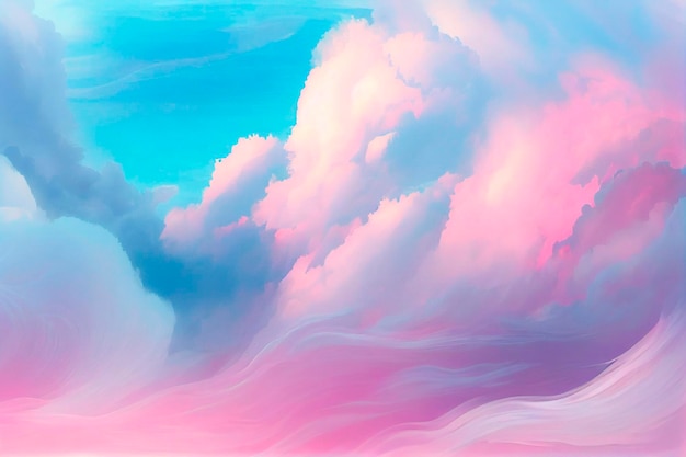 Waves of clouds of shades of pink and blue in pastel colors