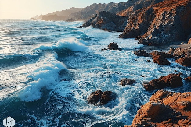 waves crashing on the coast