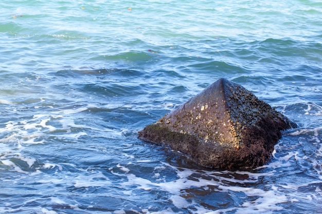 Waves crushing on a rocky beach