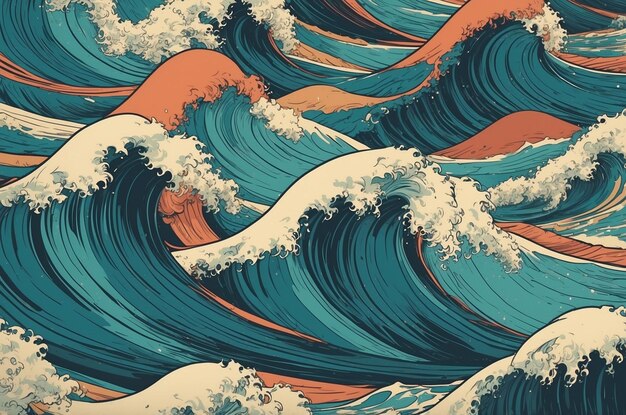 Waves in retro colors