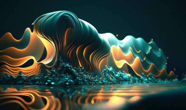 Waves and ripples in fluid and dynamic designs glowing