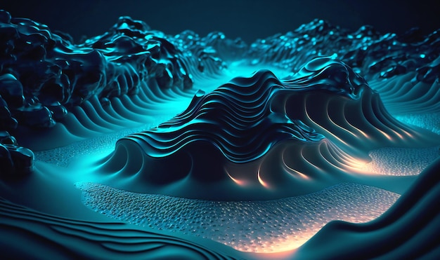 Waves and ripples in fluid and dynamic designs glowing