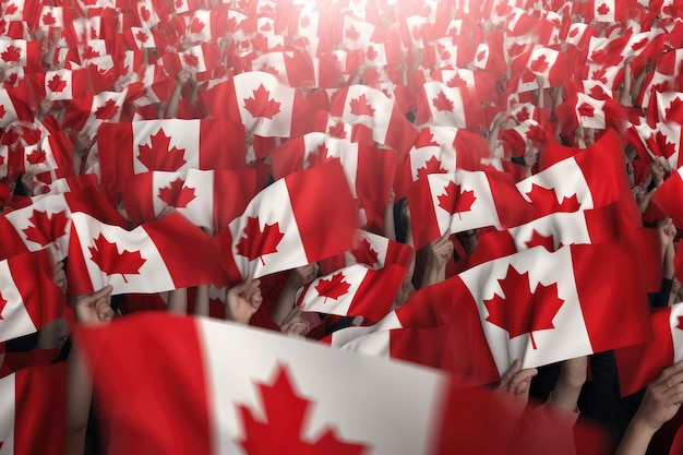 Waving canada flags on isolated background AI generated