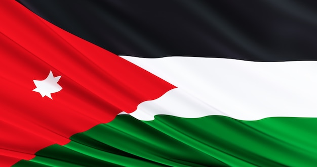 Waving Fabric Flag of jordan, Silk Flag of jordan, Independence Day,