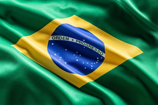 Waving flag of Brasil National symbol of country and state