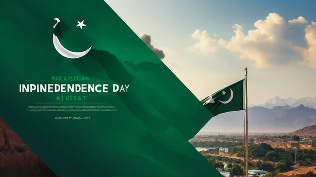 Waving flag of Pakistan in beautiful sky Pakistan flag for independence day The symbol of the stat