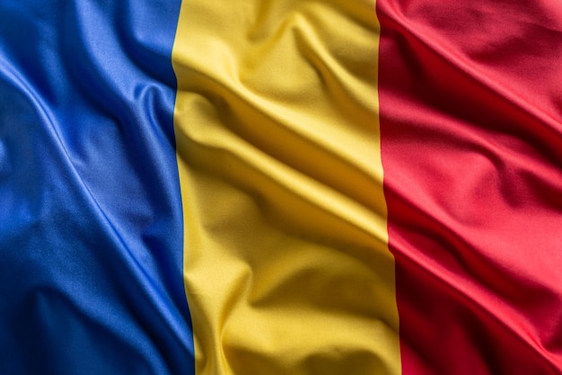 Waving flag of Romania National symbol of country and state