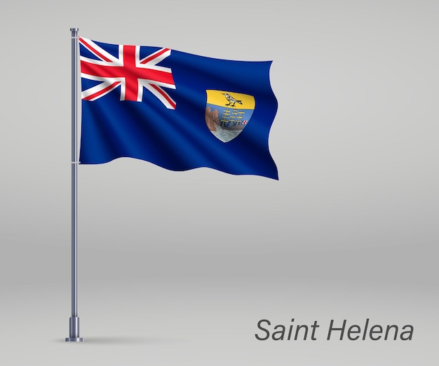 Waving flag of Saint Helena territory of United Kingdom on flagpole Template for independence day poster design