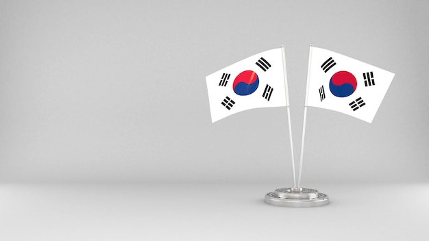 Waving Flag of South-Korea 3d render background