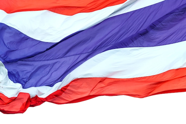 Waving flag of Thailand on white background