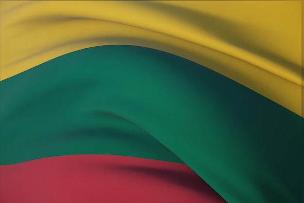 Waving flags of the world - flag of Lithuania. Closeup view, 3D illustration.