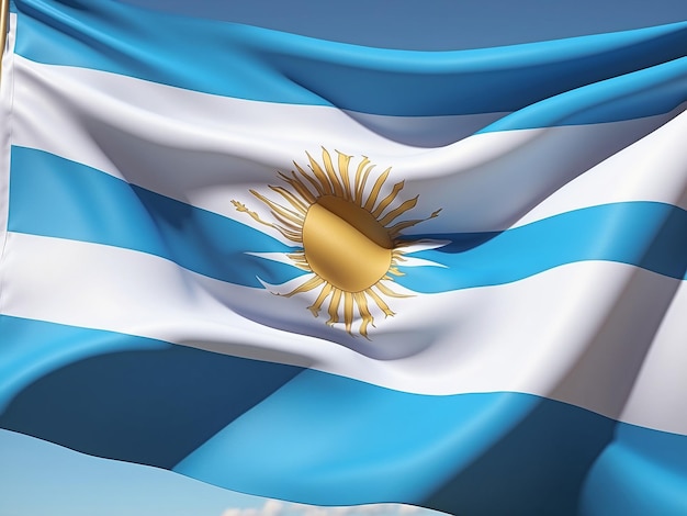 Photo waving national flag of argentina waved highly detailed closeup 3d render