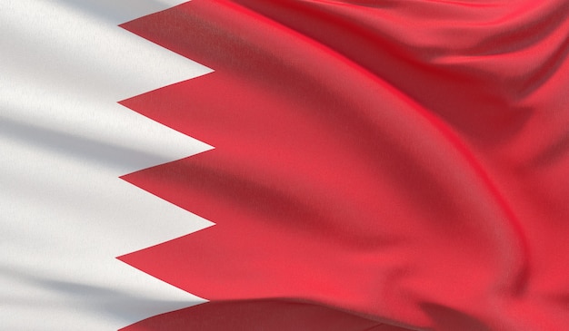 Waving national flag of Bahrain. Waved highly detailed close-up 3D render.