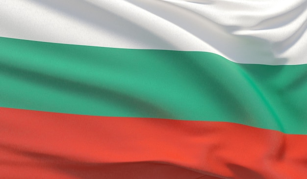 Waving national flag of Bulgaria Waved highly detailed closeup 3D render