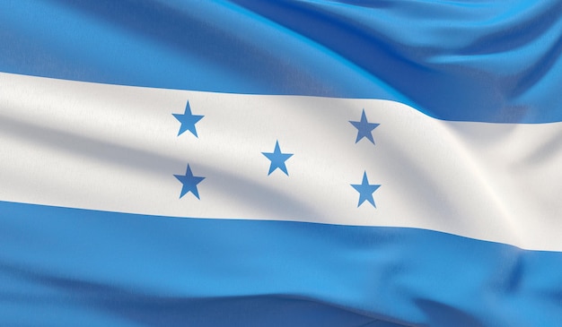 Waving national flag of Honduras Waved highly detailed closeup 3D render