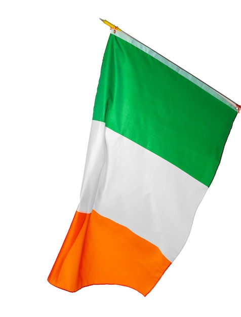 Waving National flag of Ireland isolated on white background