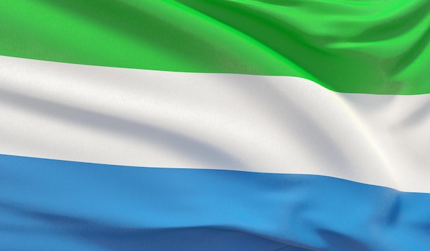 Waving national flag of sierra leone waved highly detailed closeup d render