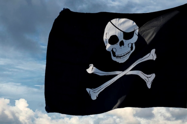 Waving pirate flag jolly roger