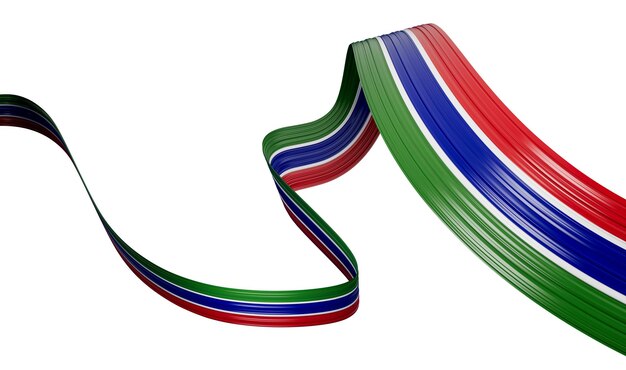 Waving ribbon or banner with flag of Gambia independence day 3d illustration