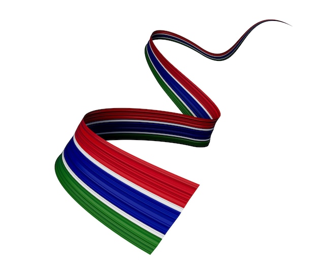 Waving ribbon or banner with flag of Gambia independence day 3d illustration