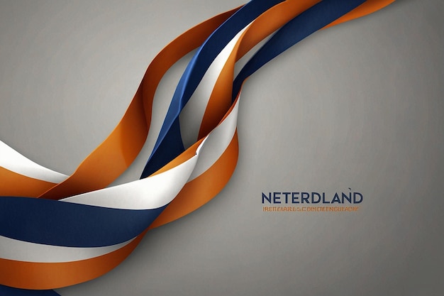 Photo waving ribbon or banner with flag of netherlands template for independence day poster design