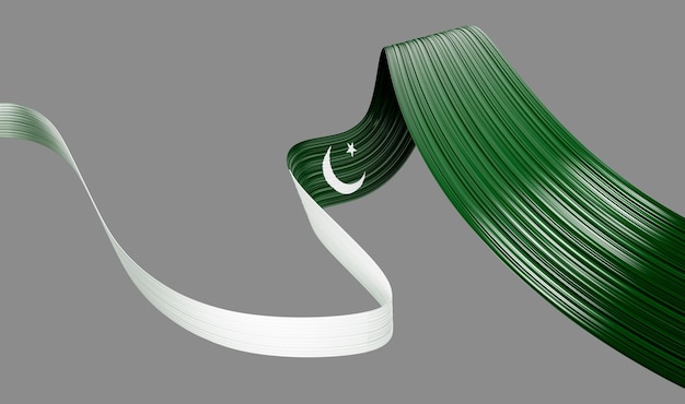 Waving ribbon or banner with flag of Pakistan Template independence day 3d illustration