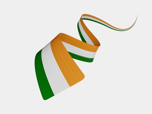 Waving Ribbon Flag of India 3d illustration