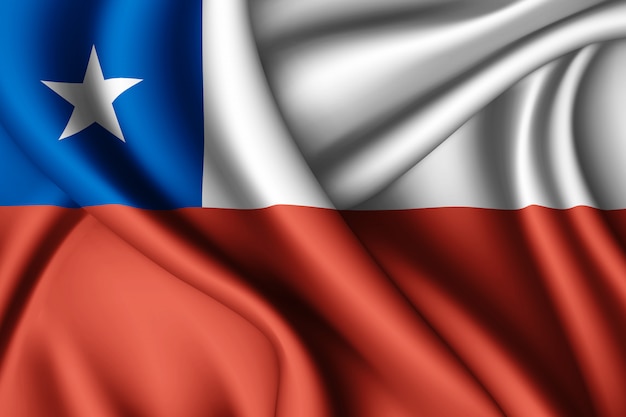 Waving silk flag of Chile