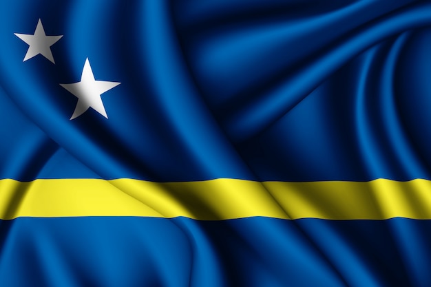 Waving silk flag of Curacao